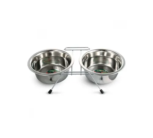Triol Миска металлическая на подставке 2*0,20 л