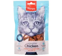 Wanpy Cat Сердечки из курицы с треской, 80 г