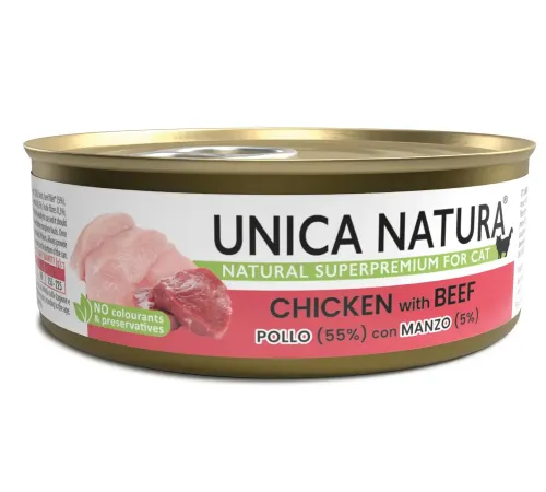 Unica Natura Консерва для кошек (Курица, говядина), 70 г