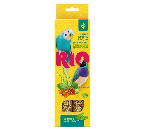 RIO Sticks для волнистых попугайчиков и экзотов (Суперзелень и водоросли), 40 г х 2 шт