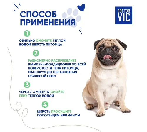Шампунь-кондиционер Doctor VIC для короткошерстных собак, 250 мл