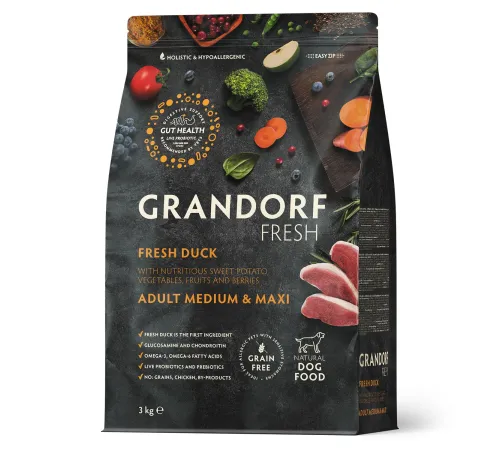 Grandorf Fresh Adult Medium & Maxi (Утка и батат), 3 кг
