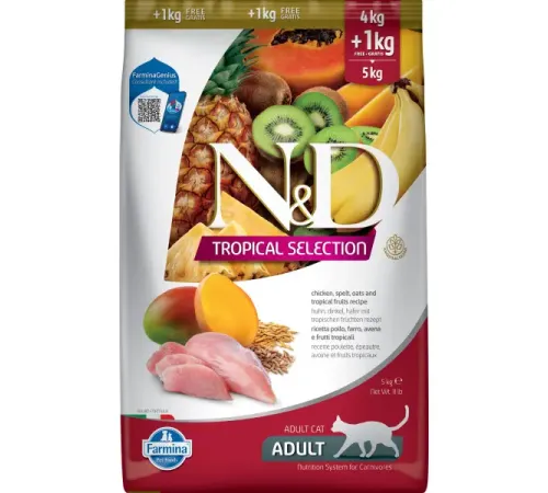 Farmina N&D LG Tropical Selection Adult Cat (Курица, тропические фрукты), 4 кг +1 кг Promo