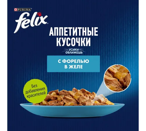 Felix Аппетитные кусочки для кошек (Форель в желе), 75 г