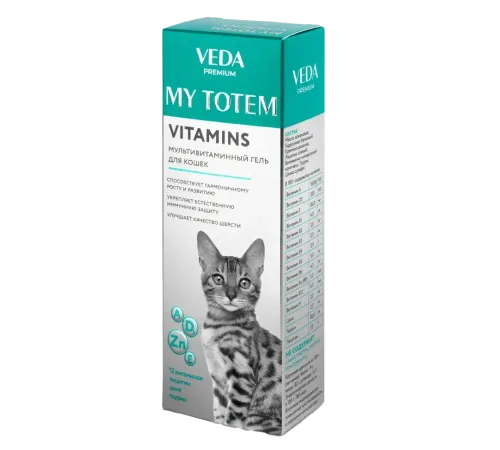 VEDA Мультивитаминный гель для кошек MY TOTEM VITAMINS, 75 мл