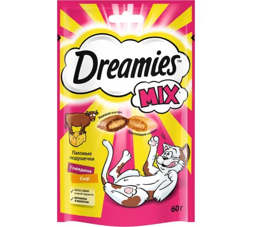 Dreamies Подушечки для кошек с говядиной и сыром, 60 г
