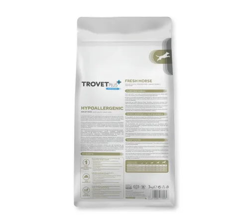 Trovet Plus Adult Dog Hypoallergenic (Конина), 3 кг