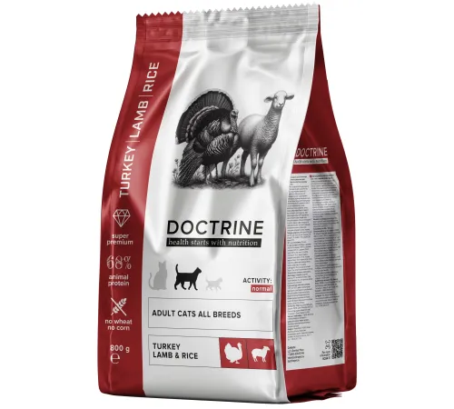 Doctrine Adult Cat (Индейка, ягненок, рис), 800 г