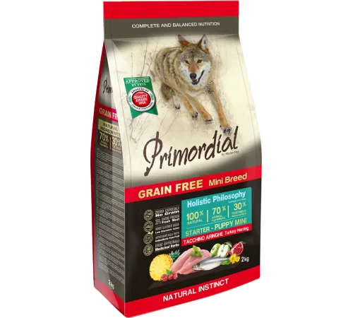 Primordial Puppy Starter Mini (Индейка, сельдь), 2 кг