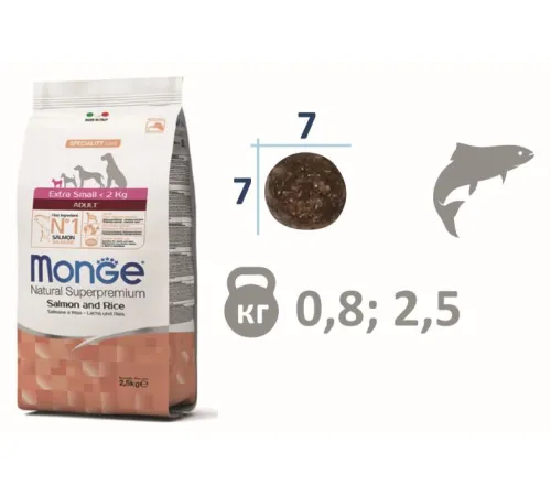 Monge Dog Speciality Adult X-Small (Лосось, рис) 800 г