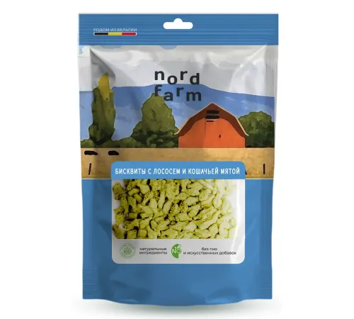 Nord Farm Бисквиты с лососем и кошачьей мятой, 90 г