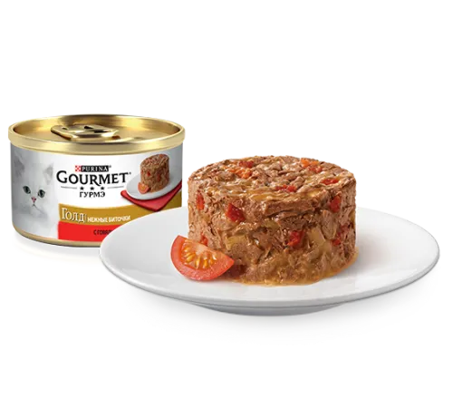 Gourmet Голд Нежные биточки с говядиной и томатом, 85 г