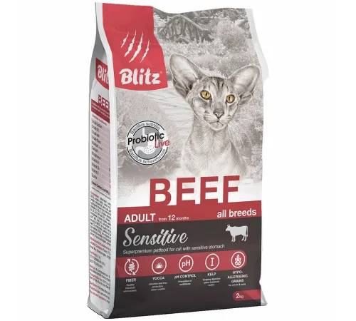 BLITZ Sensitive Adult Cat (Говядина), 2 кг