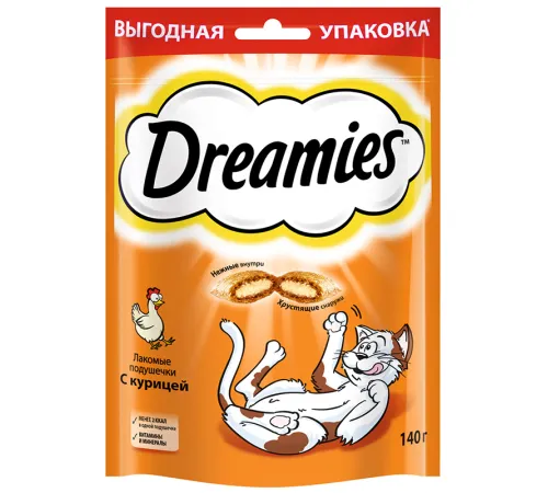 Dreamies Подушечки для кошек с курицей 140 г