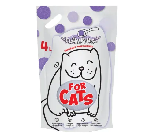 FOR CATS Наполнитель силикагелевый комкующийся (лаванда), 4 л