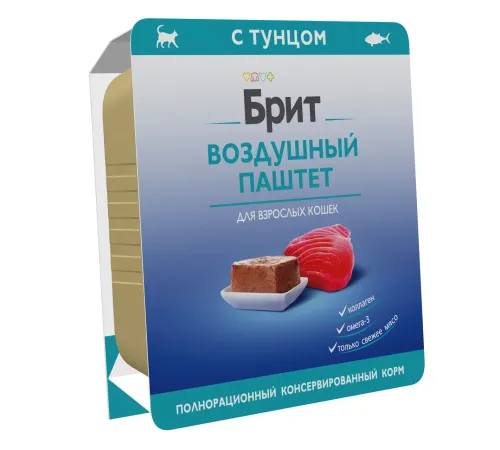 Брит Премиум Воздушный паштет для взрослых кошек (Тунец), 100 г