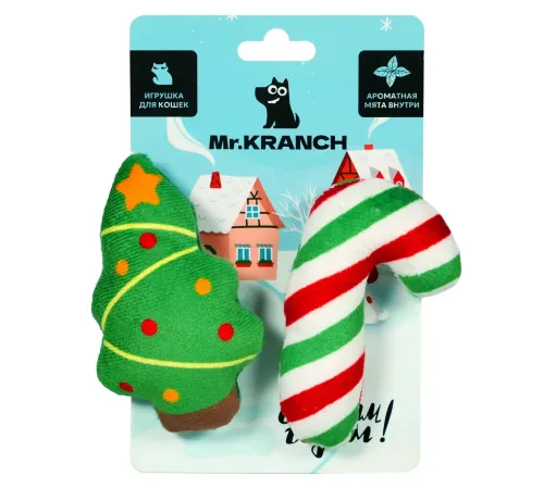 Mr.Kranch Ёлочка и леденец плюшевая с кошачьей мятой, 9 см