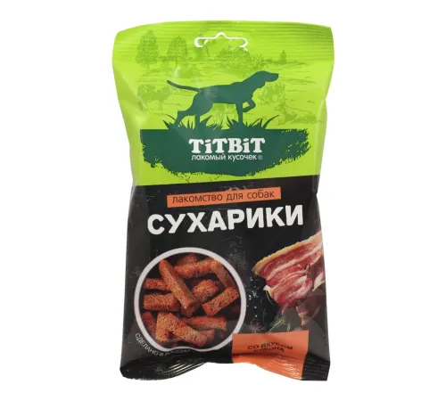 ТИТБИТ Лакомство для собак Сухарики со вкусом бекона, 55 г