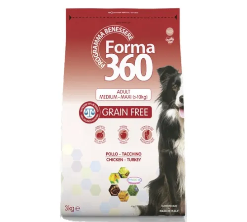 Forma 360 Dog Grainfree Adult Medium/Maxi (Курица/ индейка), 3 кг