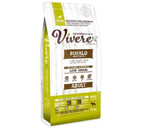 Vivere Dog Adult Medium (Буйвол), 12 кг (УЦЕНКА)