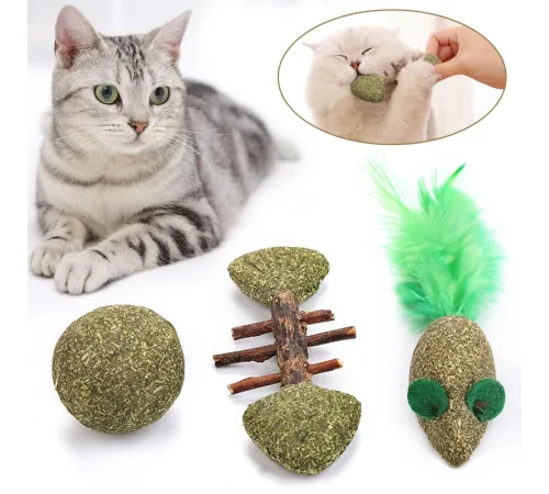 Котики собачки Игрушка Мышка из кошачьей мяты с пером, 12 см