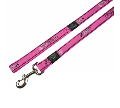 Поводок Rogz Fancy dress Pink Bone, 25 мм/1,2 м