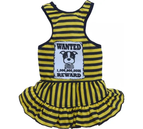 Doggy Dolly Платье Wanted в черно-желтую полоску S
