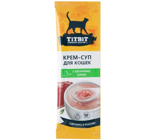 ТИТБИТ Крем-суп для кошек с кусочками утки, 35 г