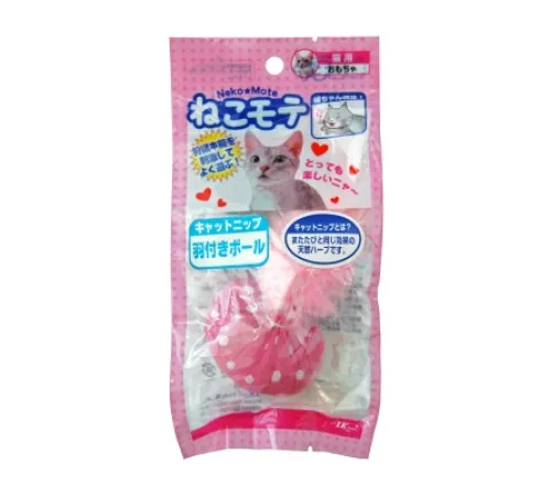 Мяч с перьями с кошачьей мятой, 9х20х3,5 см