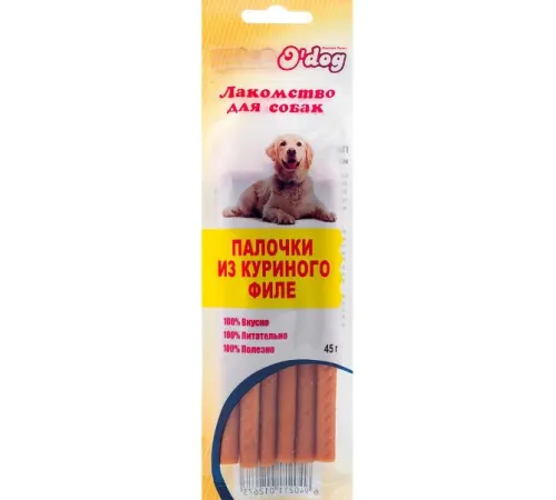 O'dog Лакомство Палочки из куриного филе, 45 г