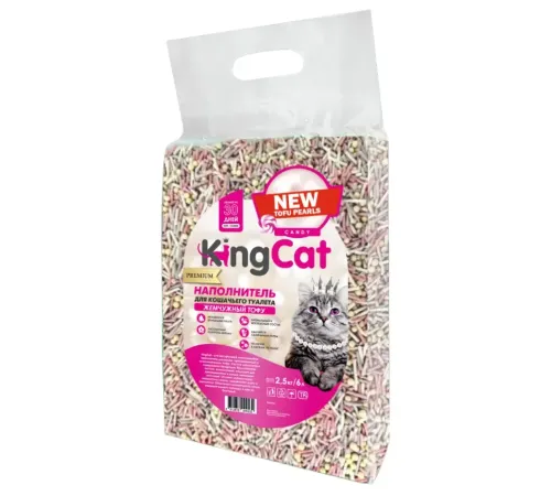 KingCat Наполнитель Жемчужный Тофу (Конфета), 2,5кг/6л
