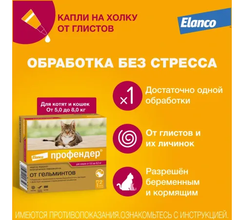 Elanco Профендер для кошек от 5 до 8 кг, 1 пипетка