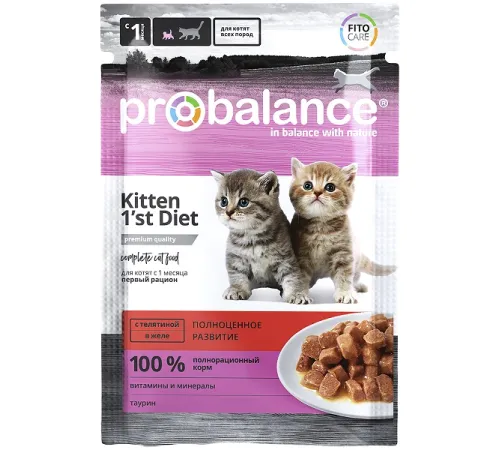 ProBalance Консервированный корм 1'st Diet Kitten (Телятина в желе), 85 г
