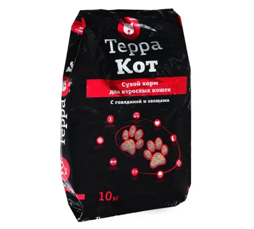Терра Кот для взрослых кошек (Говядина/овощи), 10 кг