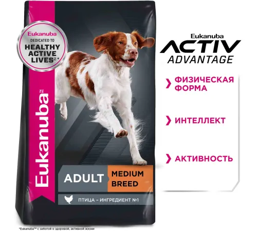 Eukanuba Adult Medium Breed (Птица), 3 кг