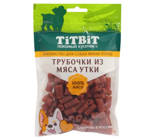 ТИТБИТ Трубочки из мяса утки для собак мини пород, 100 г