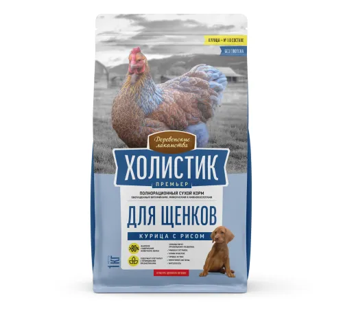 Деревенские лакомства Холистик Премьер для щенков (Курица с рисом), 1 кг срок до 17.06.2026 г