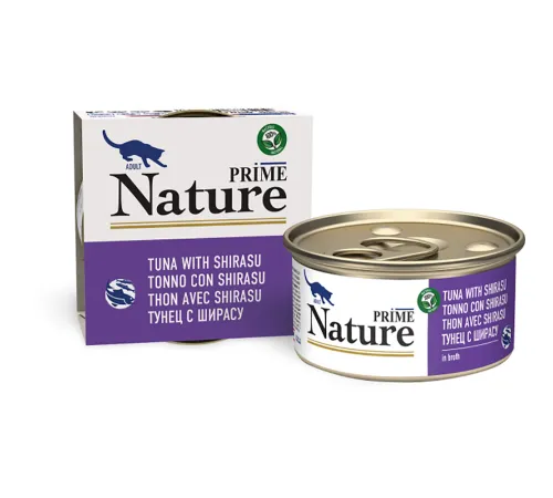 Prime Nature Консервы (Тунец с ширасу в бульоне) для кошек, 85 г
