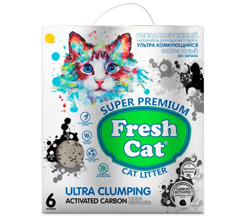 Fresh Cat Комкующийся наполнитель Активированный уголь, 6 л