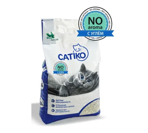 CATIKO Наполнитель комкующийся с углем, 3,9 кг/5,5 л
