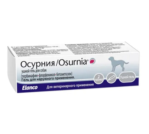 Elanco Осурния Ушной гель для собак, 2 тюбика х 1 мл