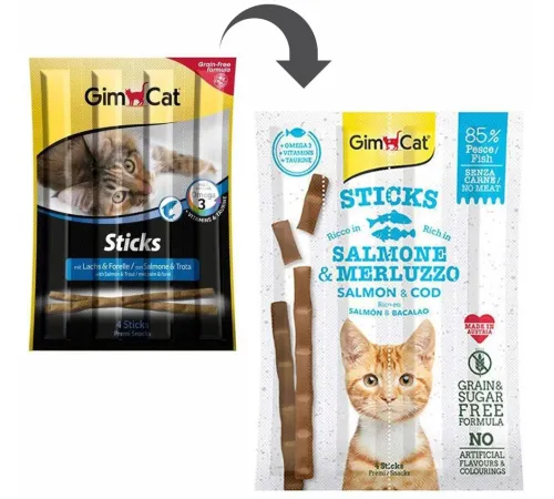 GimCat Палочки с лососем и треской, 4 шт/уп.