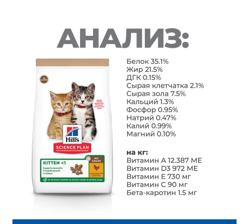 Hill's Science Plan No Grain для котят (Курица), 1,5 кг