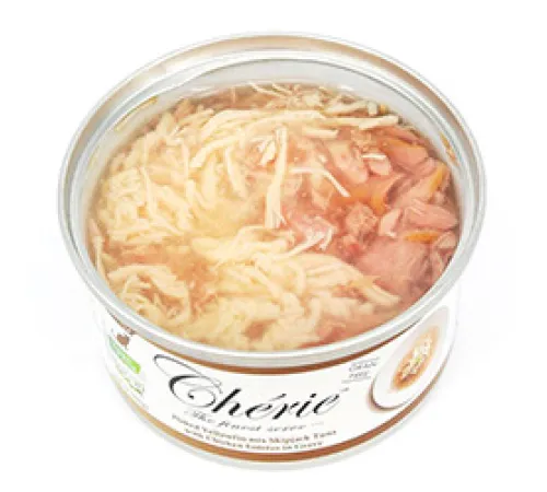 Cherie хлопья тунца с кусочками курицы в подливке 80 г