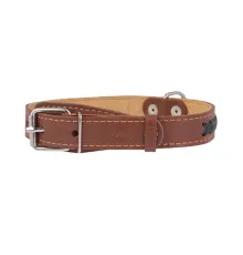 Collar двойной с вплетенной косой Brown 25 мм, 38-50 см