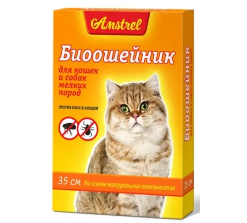 Биоошейник Amstrel от блох и клещей, 35 см оранжевый