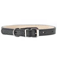 Mr.Kranch Ошейник кожаный прямой, чёрный, 29-35 см