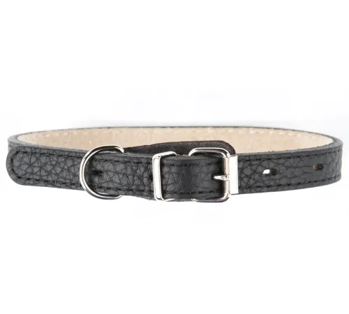 Mr.Kranch Ошейник кожаный прямой, чёрный, 29-35 см
