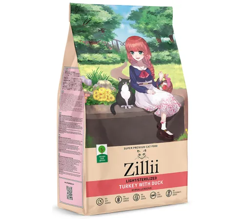 ZILLII Light & Sterilized Cat (Индейка, утка), 400 г