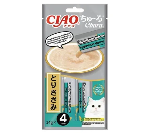 INABA CIAO CHURU Поддержание pH мочи Куриное филе, 14 г х 4 шт